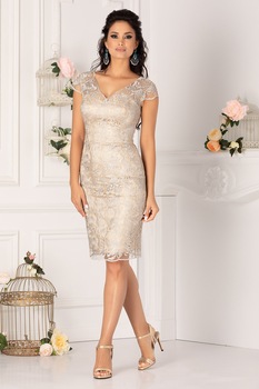 BAROCCA, Rochie cambrata cu strat exterior de dantela, Gri deschis BAROCCA, Rochie cambrata cu strat exterior de dantela, Gri deschis