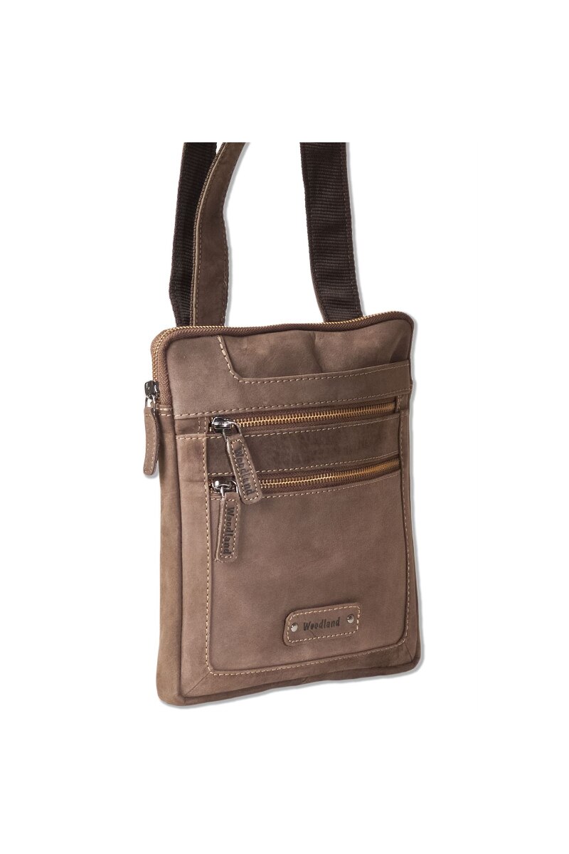 Geanta de umar Woodland, Piele naturala, Maro inchis
