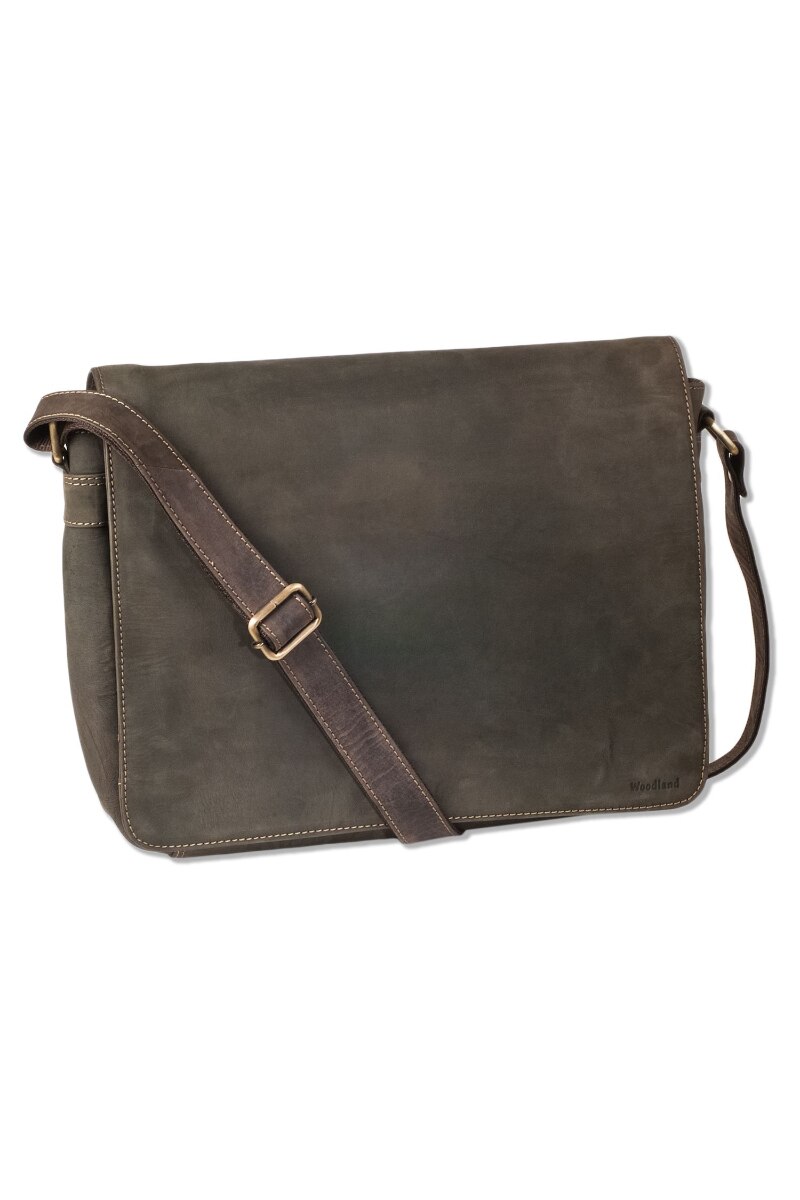 Geanta de umar Woodland, 37x29x10 cm, Piele naturala, Maro inchis