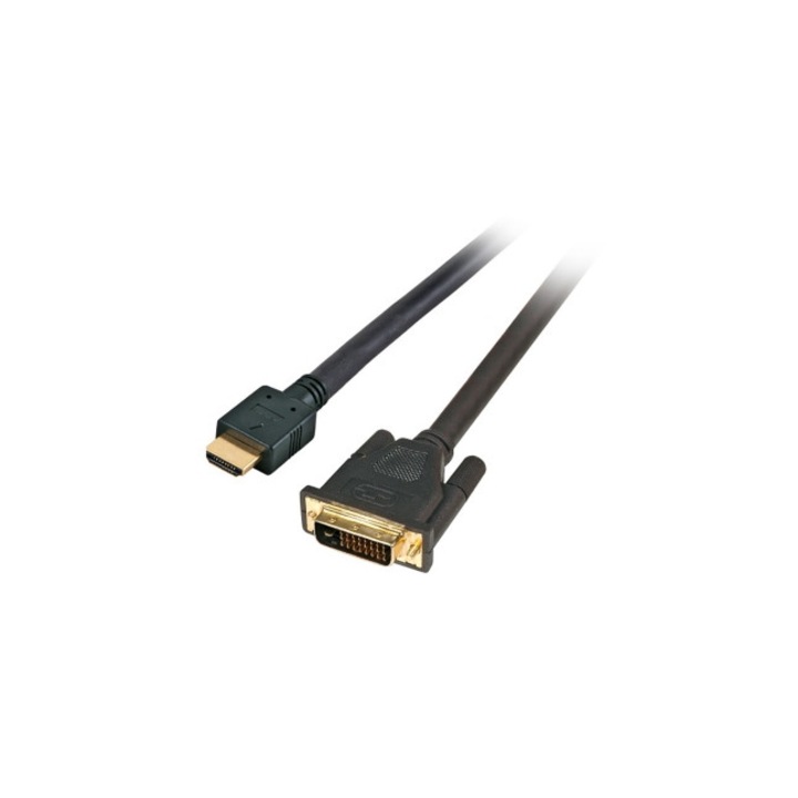 Кабел VCom SS001226, Черен, 1.5м, DVI 24+1 DUAL LINK към HDMI Full HD, M/M