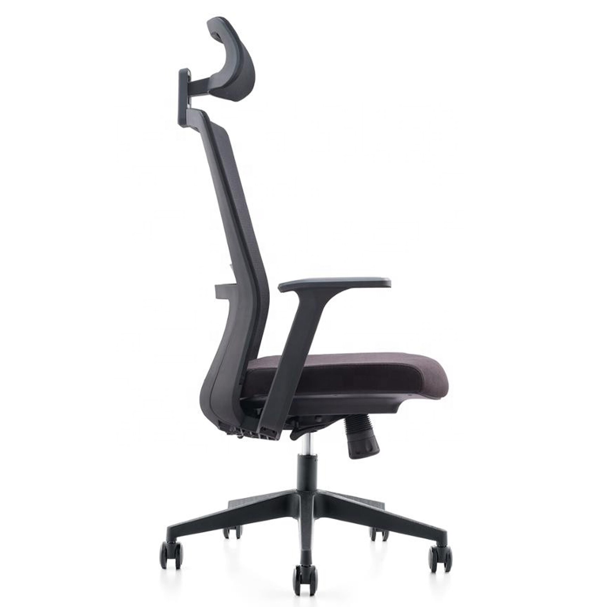 Scaun Osaka H, negru, spatar mesh, tetiera reglabila, brate 3D, mecanism cu fixare in 3 pozitii si translatie sezut, suport lombar reglabil