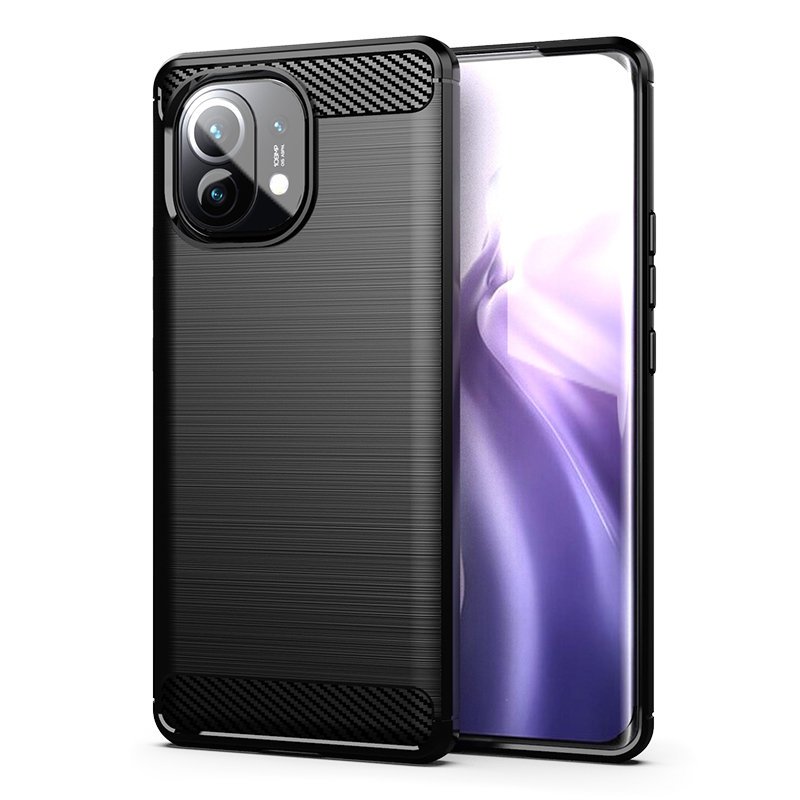 Husa de protectie carbon bush pentru Xiaomi Mi 11 / Mi 11 5G , negru