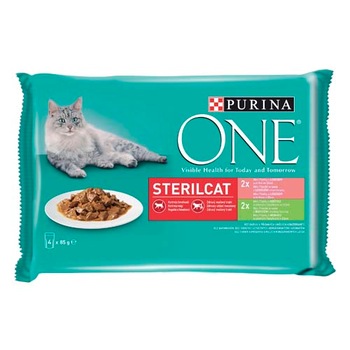 Hrana umeda Purina One, Multipack, Sterilcat, Curcan/Somon/Legume, 4x85 g Hrana umeda Purina One, Multipack, Sterilcat, Curcan/Somon/Legume, 4x85 g