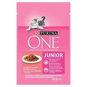 Hrana umeda Purina One, Junior, Somon cu morcovi, 85 g Hrana umeda Purina One, Junior, Somon cu morcovi, 85 g