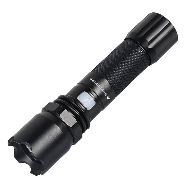 LED фенер, Superfire, Алуминий, 7 W, Черен