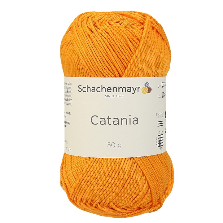 Fir de crosetat si tricotat, 100% bumbac, grosime fir nr 2 Fine, lungime 125 m, 50g, Catania Mango 00411