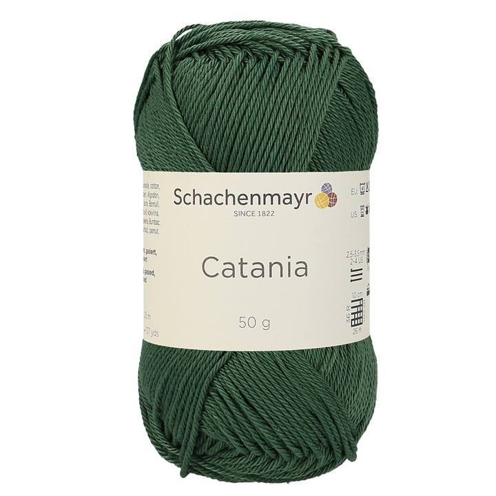 Fir de crosetat si tricotat, 100% bumbac, grosime fir nr 2 Fine, lungime 125 m, 50g, Catania Verde Brad 00419