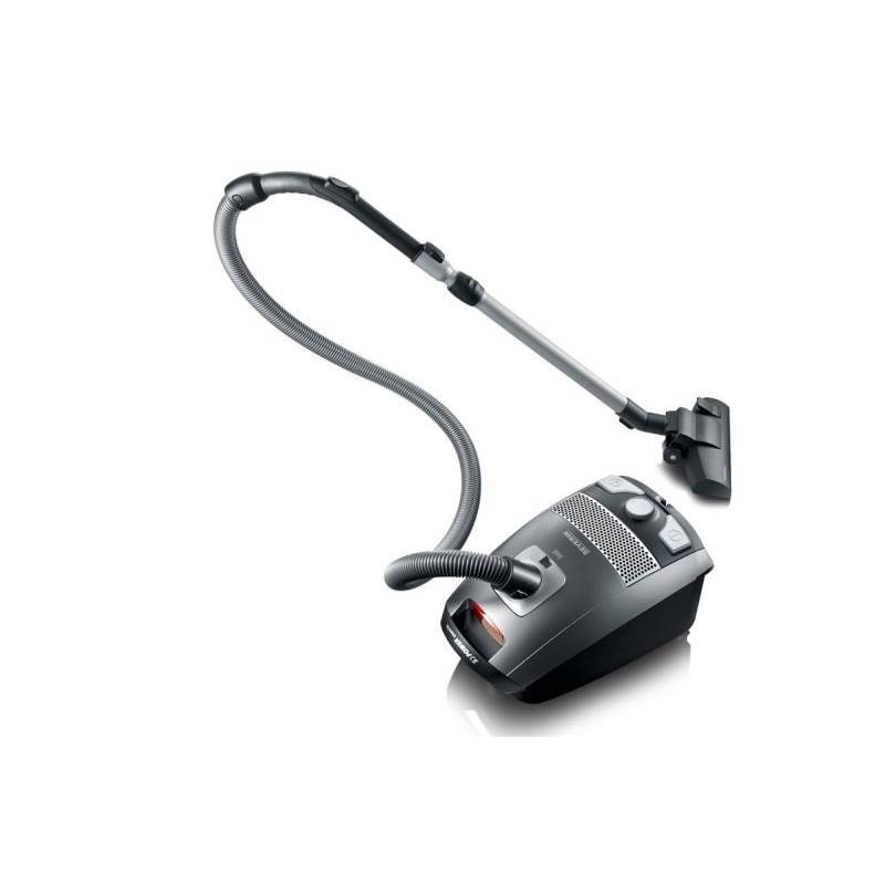 SEVERIN Aspirator de podea cu sac S'POWER, aspirator puternic si silentios cu roti la 360deg, filtru HEPA 13, accesorii pentru parchet si mocheta, gri platina - rosu granat, BC 7045