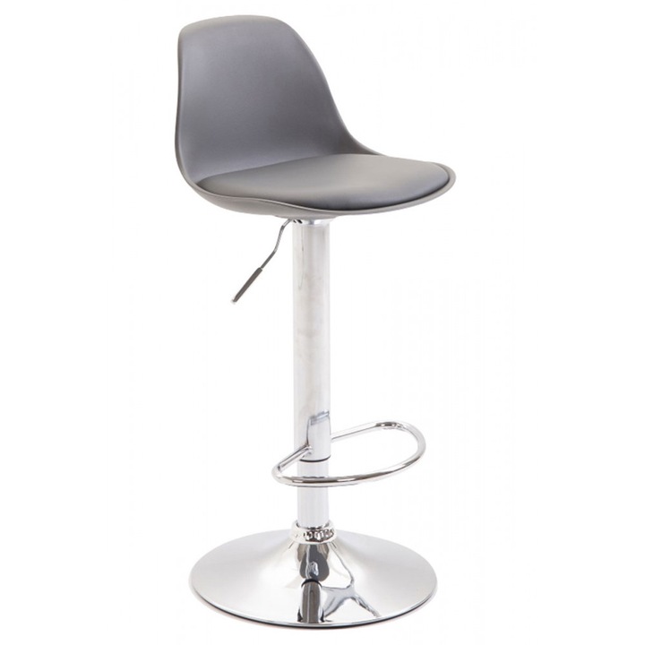 Scaun de bar BHM Germany Adel, Piele sintetica/Plastic/Metal, 39x43x104 cm, Gri