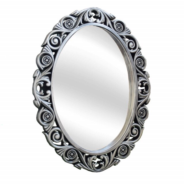 Oglinda decorativa eleganta de perete Pufo Royal, 58 x 45 cm, argintiu