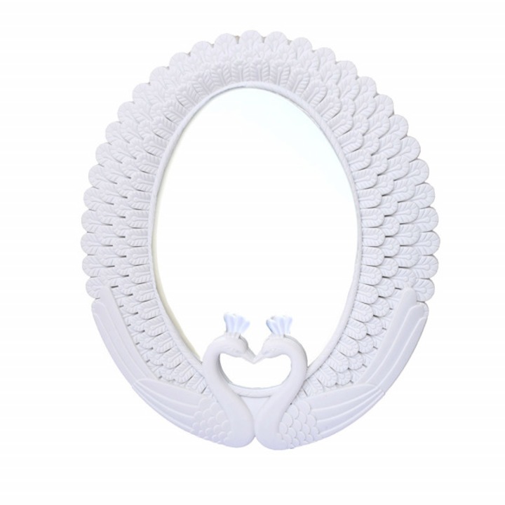 Oglinda Decorativa Eleganta Pufo Love, 40 cm, Alba - Lebede, Nunta & Evenimente