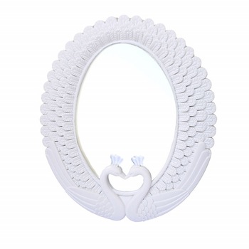 Oglinda decorativa eleganta de perete Pufo Love, 40 cm, alba Oglinda decorativa eleganta de perete Pufo Love, 40 cm, alba