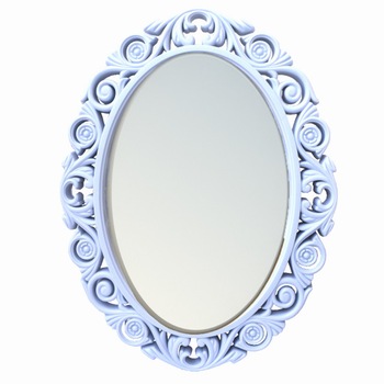 Oglinda decorativa eleganta de perete Pufo Royal, 58 x 45 cm, alba Oglinda decorativa eleganta de perete Pufo Royal, 58 x 45 cm, alba