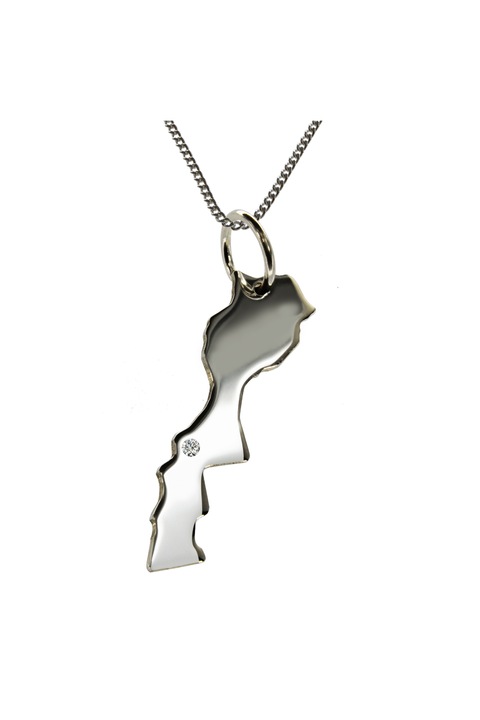 Lantisor cu pandantiv dama Schmuckador Maroc, Argint, Diamant 0.015 ct, Argintiu, 50 cm