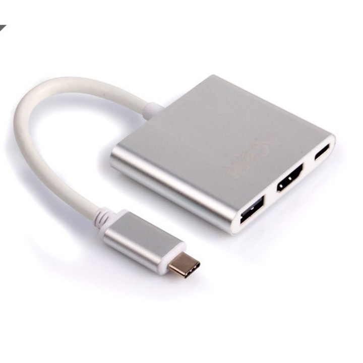 USB Type C Хъб VCom SS001225, USB Преобразувател, 3-in-1, Type C Docking Station