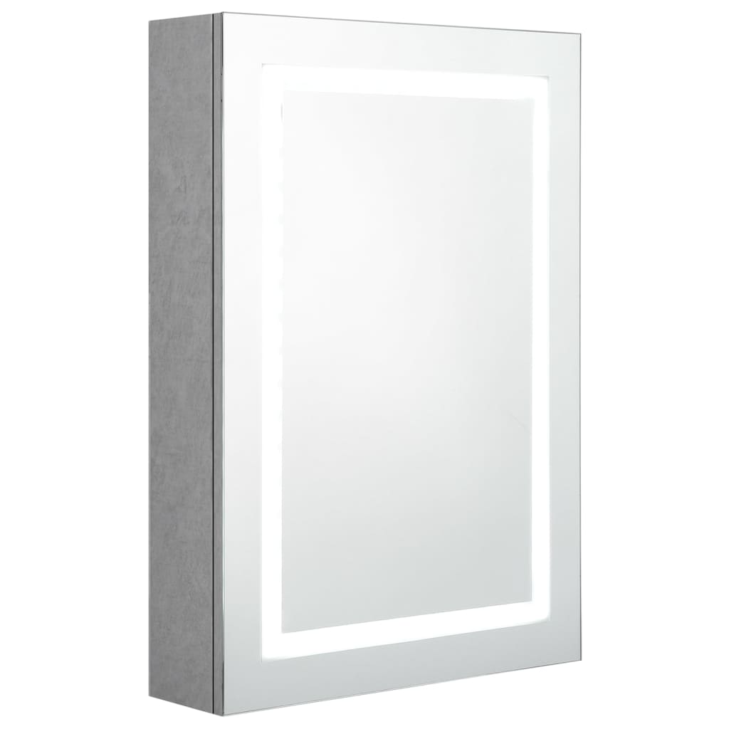 Dulap de baie cu oglinda si LED vidaXL, MDF, 50 x 13 x 70 cm, Gri beton