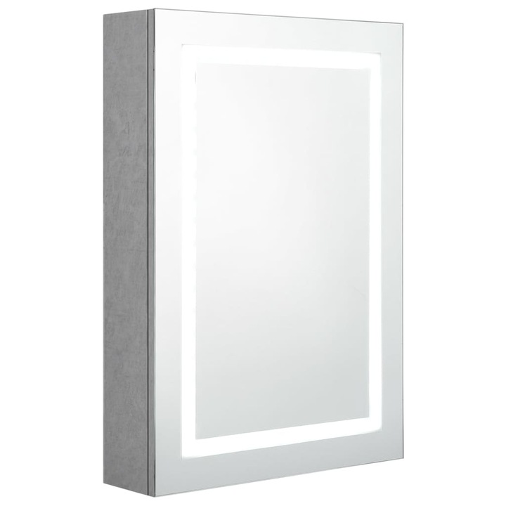 Dulap de baie cu oglinda si LED vidaXL, MDF, 50 x 13 x 70 cm, Gri beton