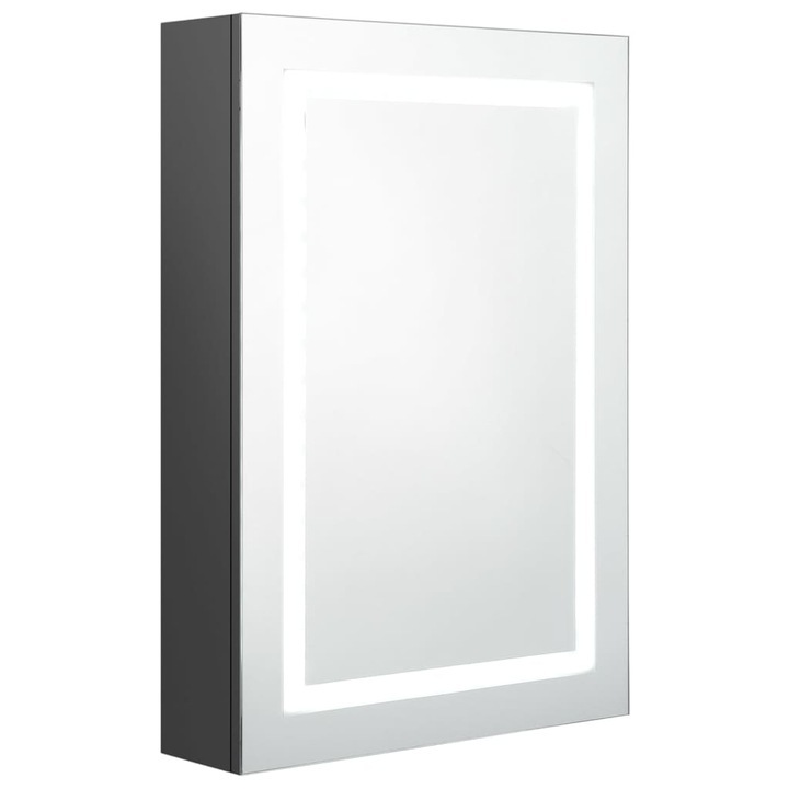 Dulap de baie cu oglinda si LED vidaXL, MDF, 50 x 13 x 70 cm, Gri