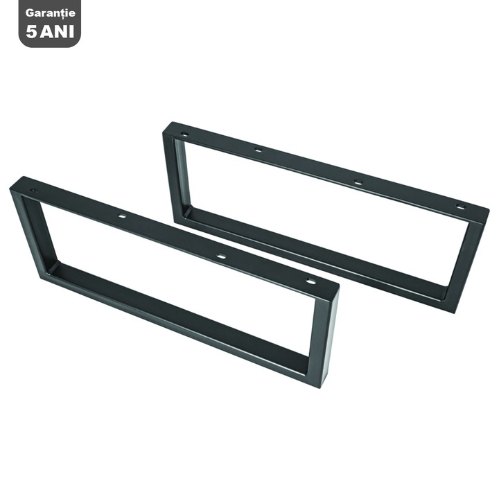 Set 2 picioare Stil Scandinav Slim - noptiera & comoda, Vopsire in camp electrostatic, Finisaje Premium, BalustradeTM, Metal Negru H18 cm x L45 cm x 3x2 cm