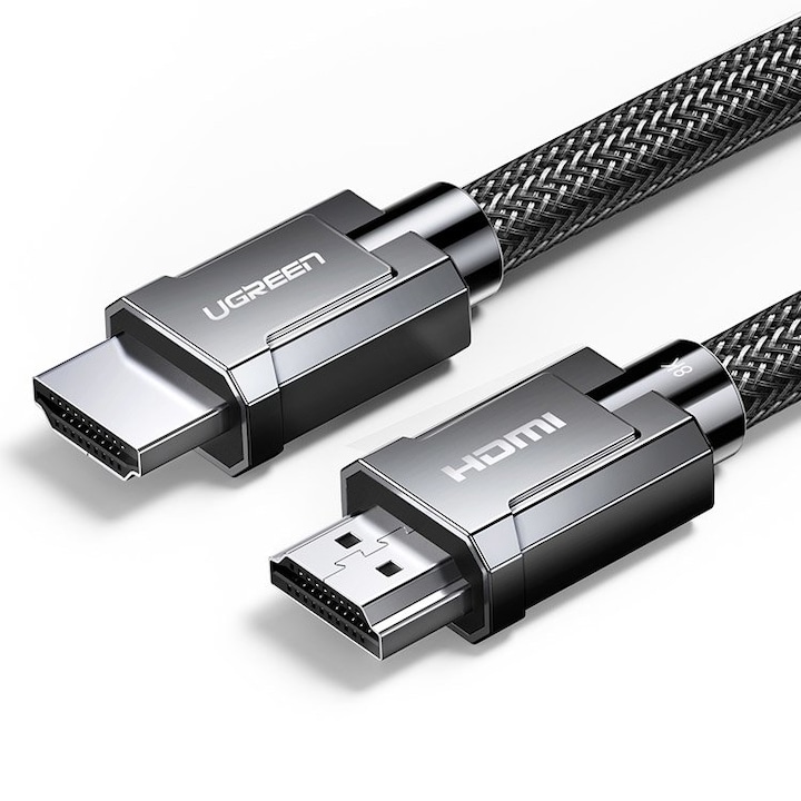 Кабел Ugreen HDMI 2.1, 8K, 60Hz, 4K, 120Hz, 3D, 48Gbps, HDR, VRR, QMS, ALLM, EARC, 1.5m, сив