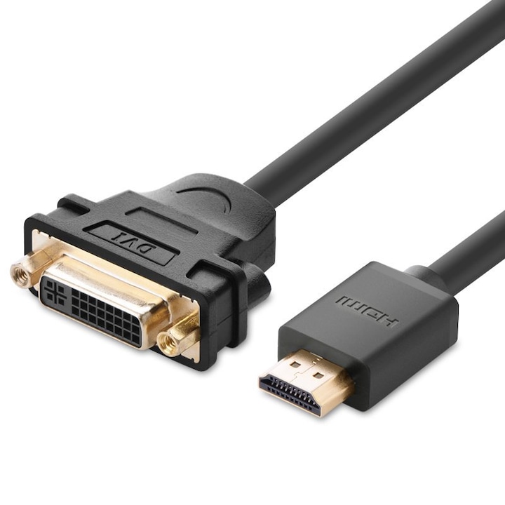 Преходен кабел DVI Mother 24 + 5 Pin to HDMI Father, Video Converter, 22 cm, Черен