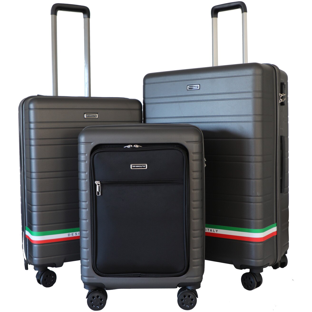 Set 3 trolere Ground TESORO, ABS, marime S+M+L, culoare dark grey