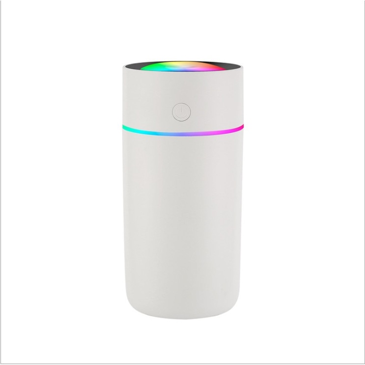 Mini umidificator portabil, Whisper silentios, lumina noapte cu 7 culori LED, oprire automata, 320ml, Alb