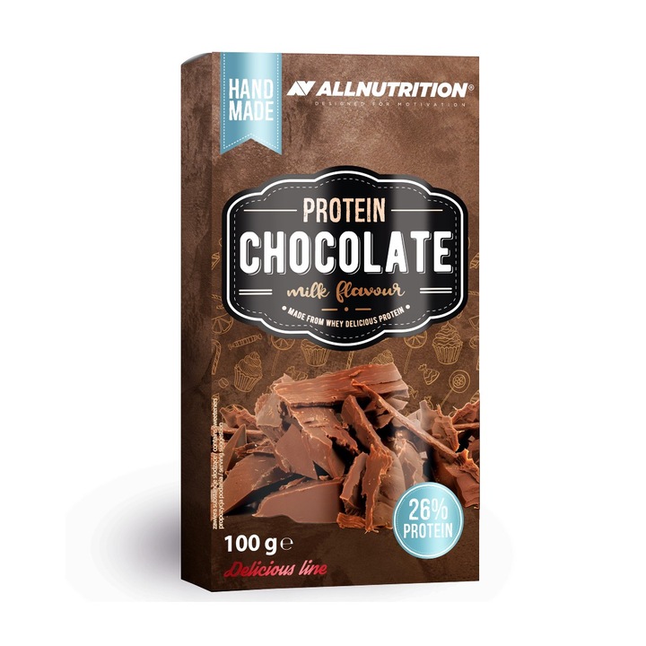 Ciocolata cu lapte proteica, Allnutrition Protein Chocolate, 100g, fara zahar, 26% proteine