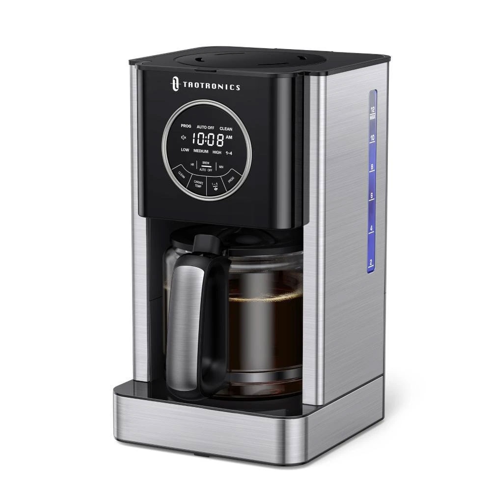 Cafetiera cu Filtru TaoTronics TT-CM001, 1000W, 1.8 L, Control Touch, Cana Sticla, Timmer Programabil, Program 24 ore