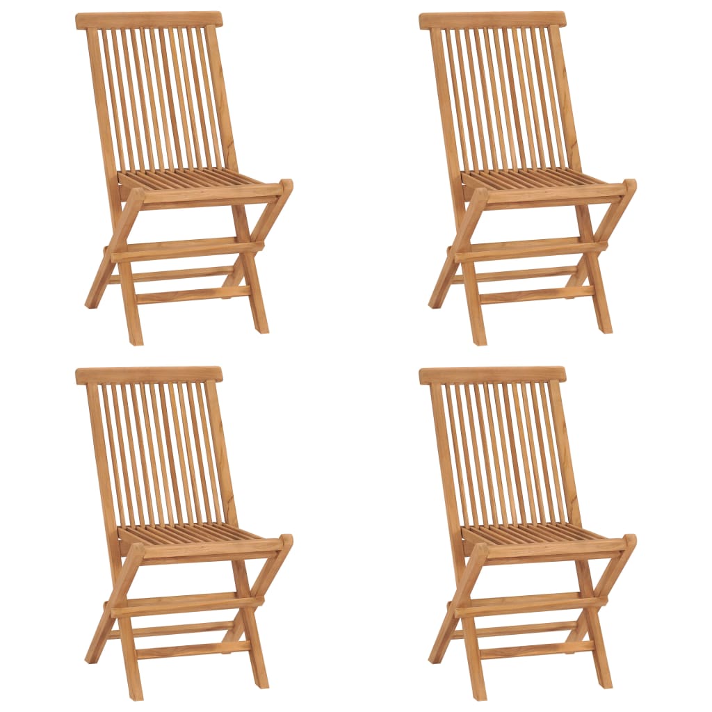 Set de 4 scaune de exterior, pliabile, vidaXL, Lemn de tec - finisaj pe baza de apa, 46 x 62 x 90 cm, Maro