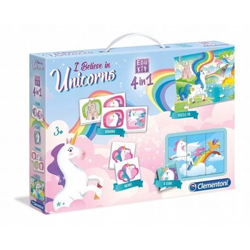 Kit educativ 4in1 cu Unicorn, Clementoni, fete, 3 ani, Multicolor Kit educativ 4in1 cu Unicorn, Clementoni, fete, 3 ani, Multicolor