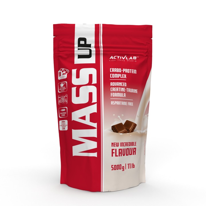 Proteine ​​din zer, creatina, taurina, carbohidrati, Activlab MASS UP, ciocolata, 5000g