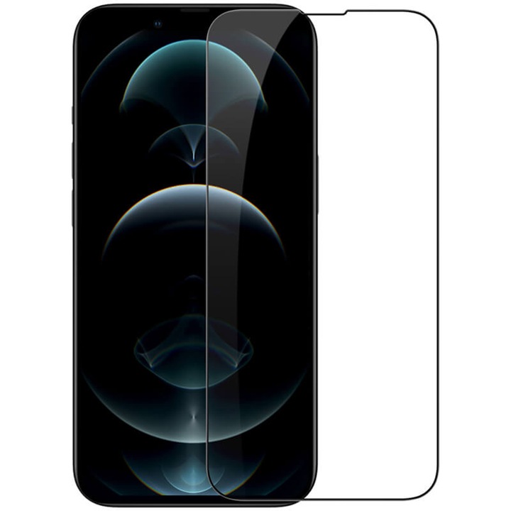 Biztonságos 5D üvegfólia és telefon applikátor, Apple iPhone 14 Plus készülékkel kompatibilis, automatikus igazítás, teljes ragasztó, fekete