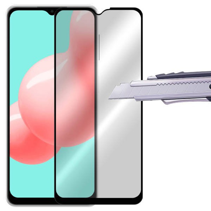 G-Tech филм, съвместим със Samsung Galaxy A03 Core, Full Glue, Full Cover, HD Clarity, 6X Stronger Premium Glass, Black