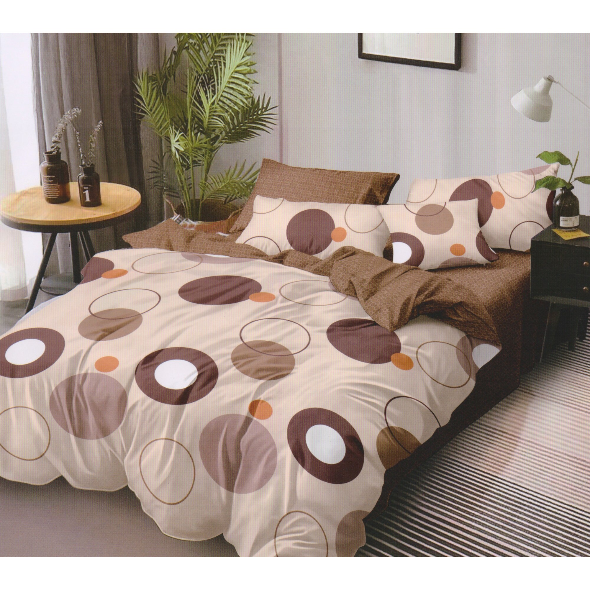 Set 6 piese, Lenjerie de pat dublu din bumbac FINET, multicolor - LFP163