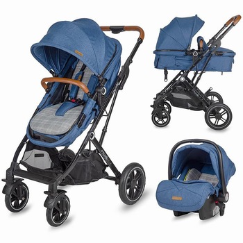 Carucior 3 in 1 ultracompact Coccolle Ravello Navy Blue, Albastru Carucior 3 in 1 ultracompact Coccolle Ravello Navy Blue, Albastru