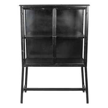 Comoda cu 2 usi din fier negru si sticla 86 cm x 40 cm x 125 h Comoda cu 2 usi din fier negru si sticla 86 cm x 40 cm x 125 h