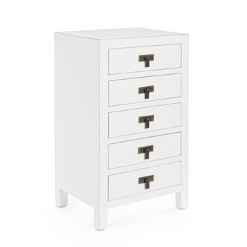 Comoda 5 sertare din mdf alb Pechino 44 cm x 34 cm x 67.5 h Comoda 5 sertare din mdf alb Pechino 44 cm x 34 cm x 67.5 h