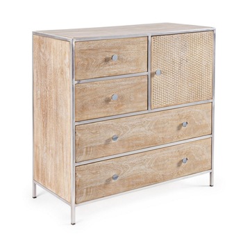 Comoda 4 sertare 1 usa din lemn natur cu cadru din fier Adiva 85 cm x 40 cm x 90 h Comoda 4 sertare 1 usa din lemn natur cu cadru din fier Adiva 85 cm x 40 cm x 90 h