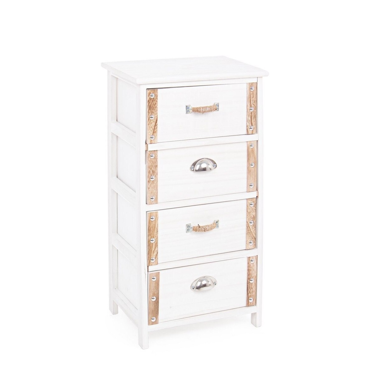 Comoda 4 sertare lemn alb natur Romance 40 cm x 29 cm x 73 h