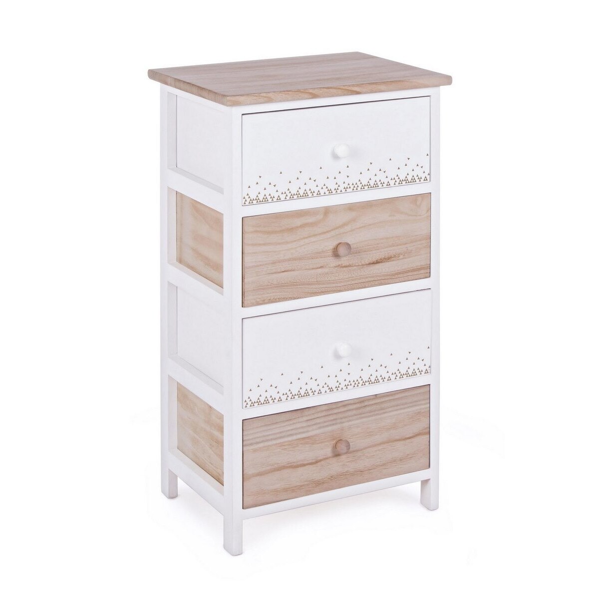 Comoda cu 4 sertare din lemn alb natur Ally 40 cm x 29 cm x 73 h