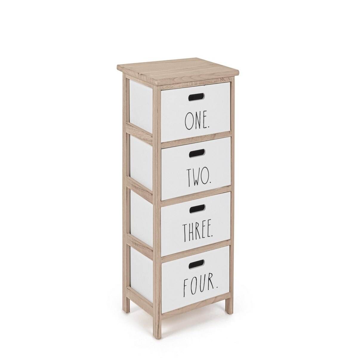 Comoda cu 4 sertare din lemn alb natur Numbers 26 cm x 32 cm x 80 h