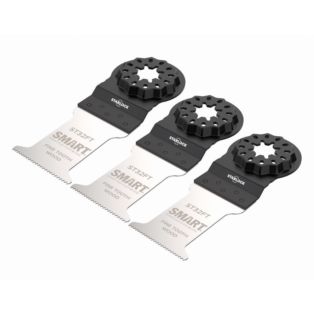 Set cu 3 Lame Unelta Multifunctionala Multicutter SMART ST32FT3 Starlock 32mm Dinti Fini pentru Lemn si Plastic