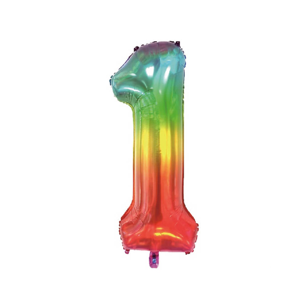 Balon cifra 1 din folie metalizata , curcubeu , 100 cm