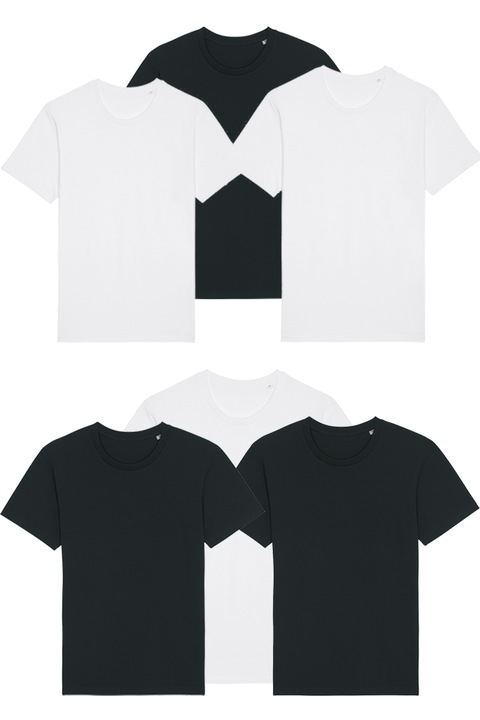 Комплект от 6 тениски Lyon, Smart Wear, изработени от органичен памук, GOTS сертифицирани, Бял/Черен