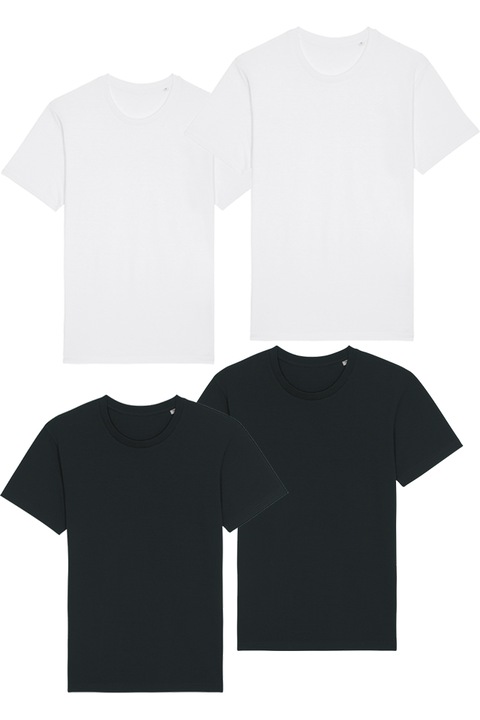 Комплект от 4 мъжки тениски Lyon Smart Wear, Органичен памук, GOTS, Бял/Черен