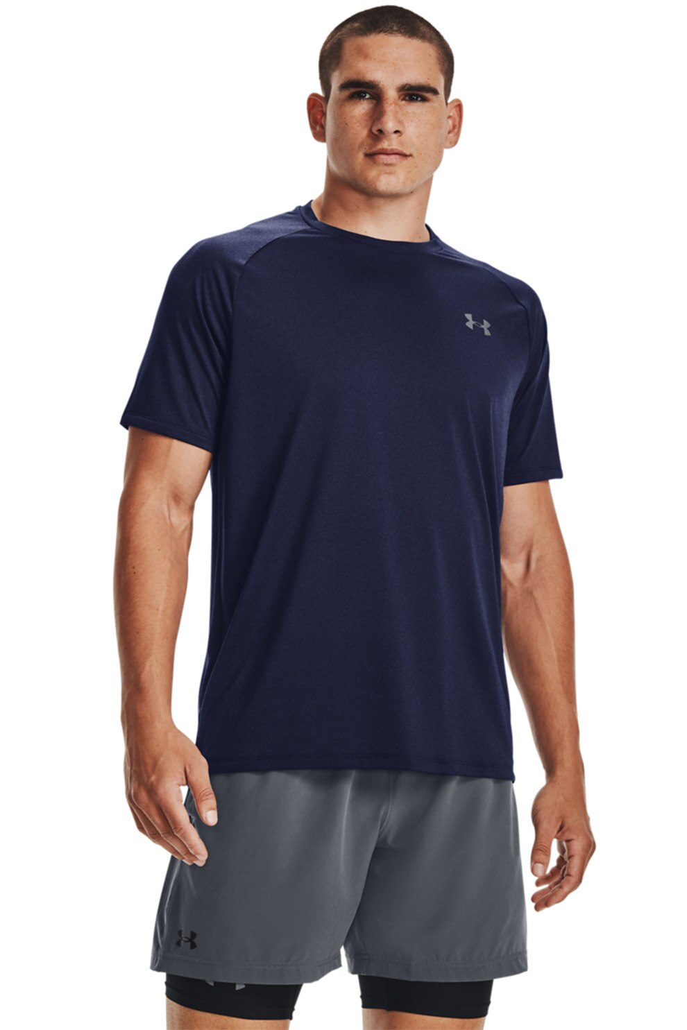 Under Armour, Tricou cu maneci raglan, pentru fitness Tech™ 2.0, Bleumarin
