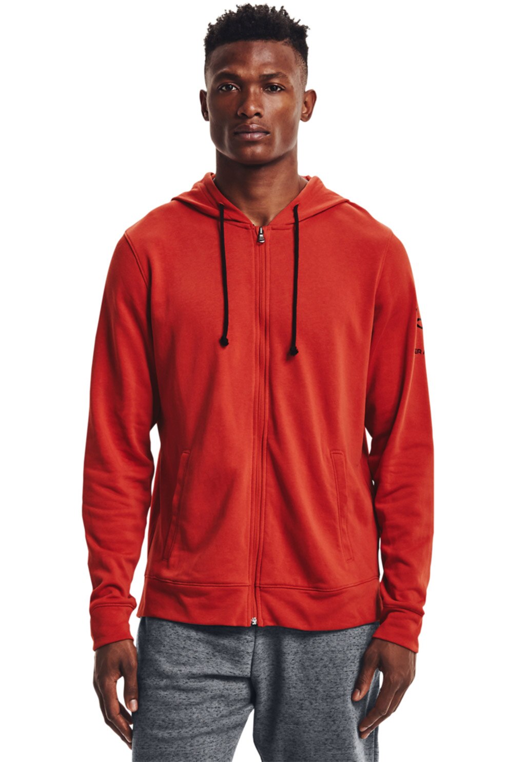 Under Armour, Hanorac din material terry cu fermoar Rival, rosu caraiciu