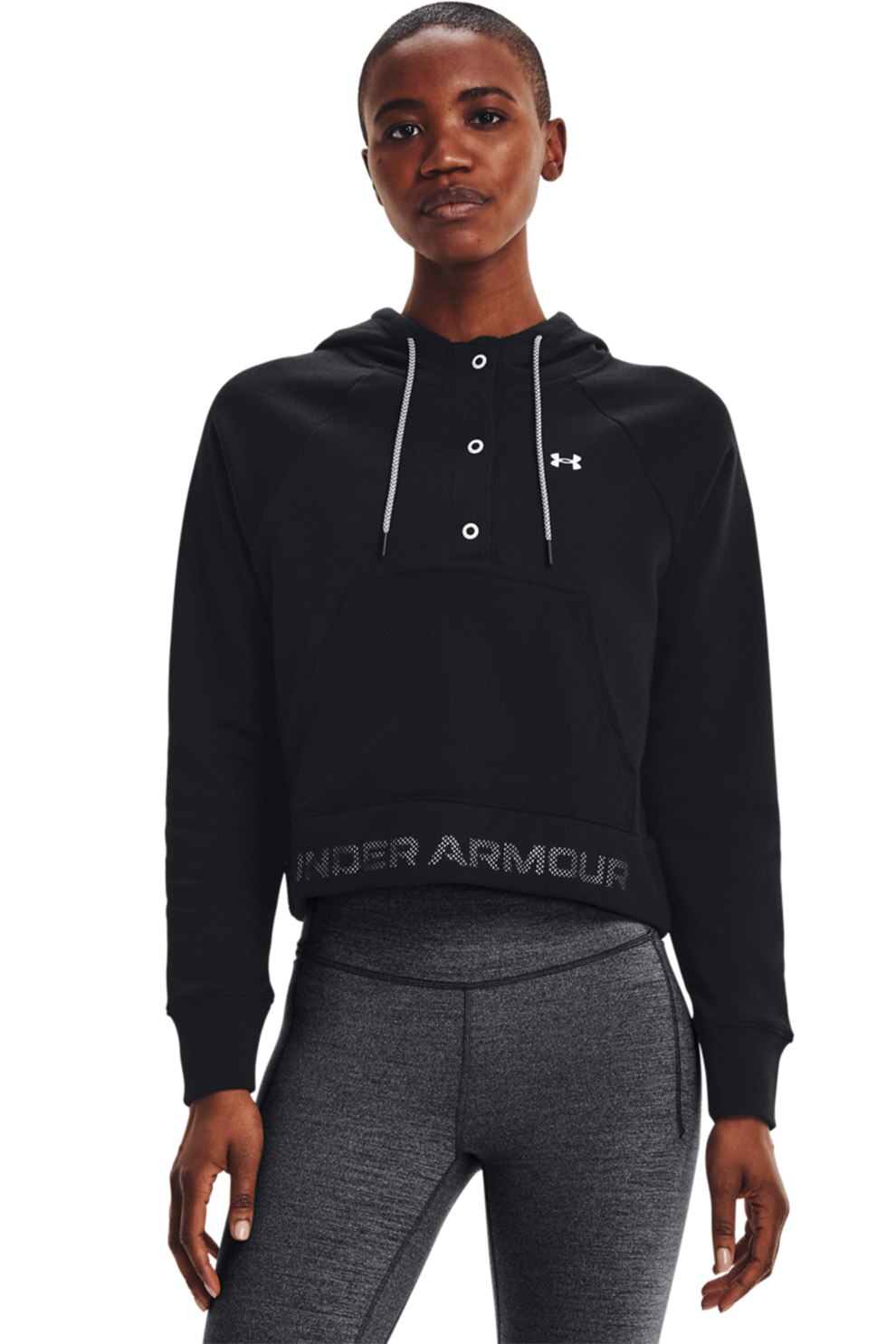 Under Armour, Hanorac cu buzunar kangaroo, pentru antrenament Rival, Negru