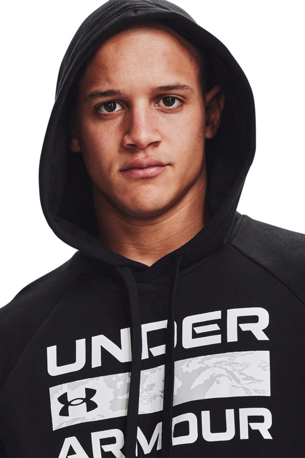 Under Armour, Hanorac din fleece Rival, Negru/Alb